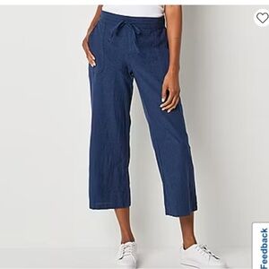 Liz Claiborne Linen Womens Mid Rise Wide
Leg Pull-On Pants new